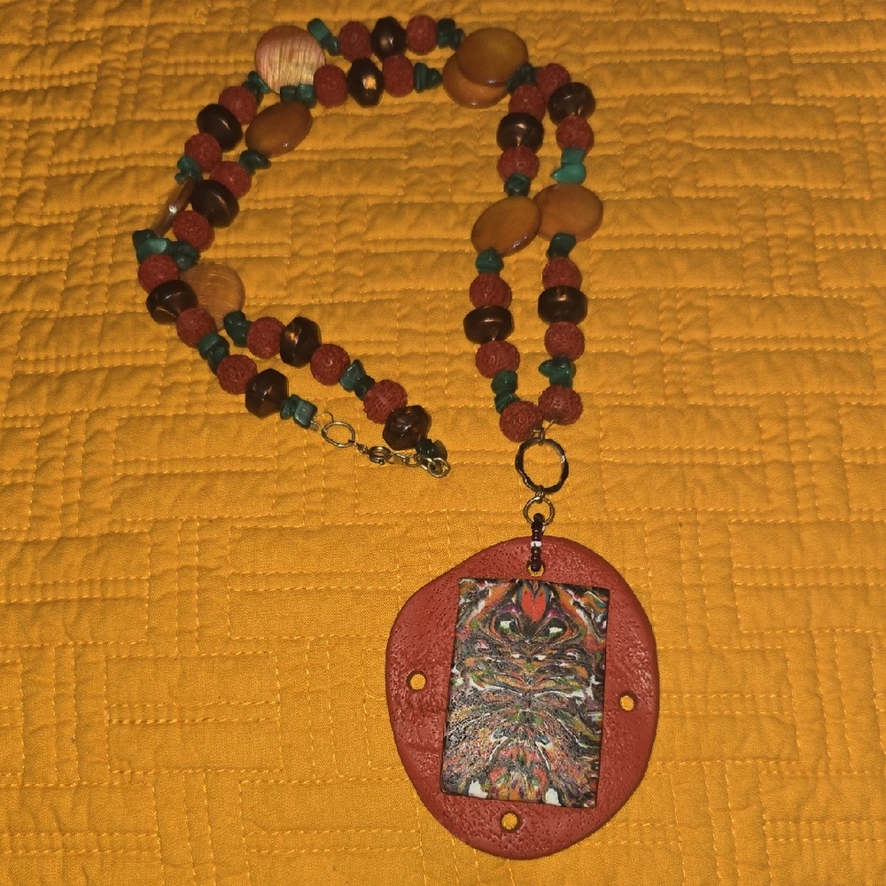 Multicolor Beaded Necklace with Artistic Pendant
